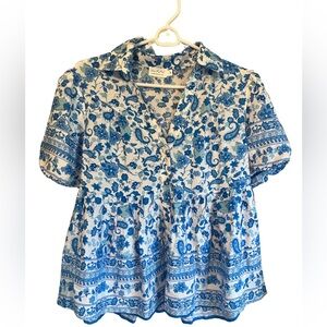 Shop the Mint Blue and White Floral Blouse